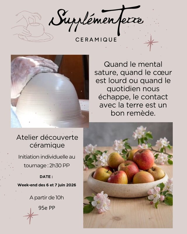 Stages,cours Initiation individuelle privée tour potier - Découverte la céramique