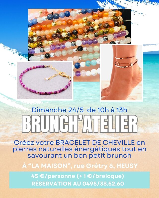 Stages,cours Bracelet cheville pierres naturelles & Brunch