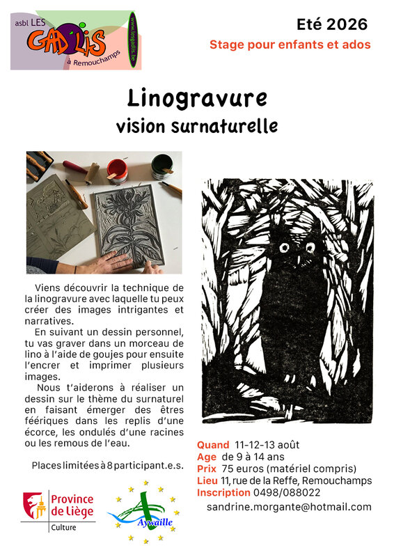 Stages,cours Linogravure - Vision Surnaturelle