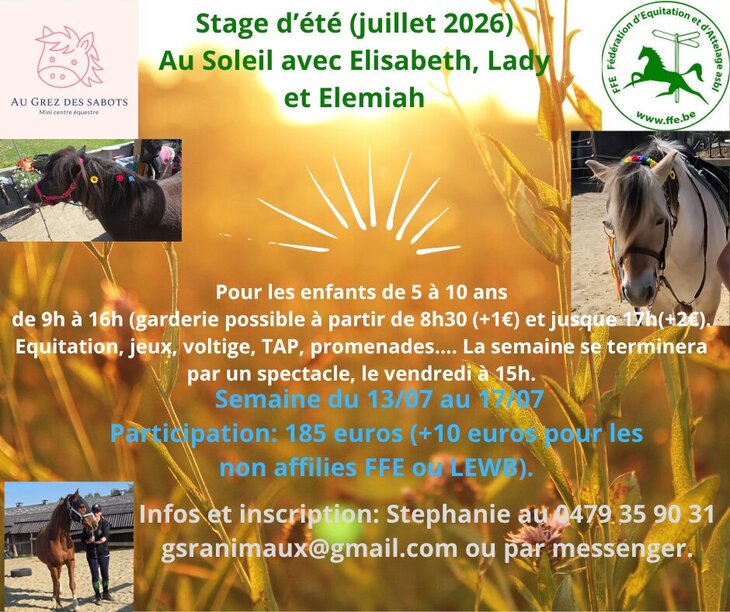Stages,cours Au soleil avec Élisabeth, Lady Elemiah