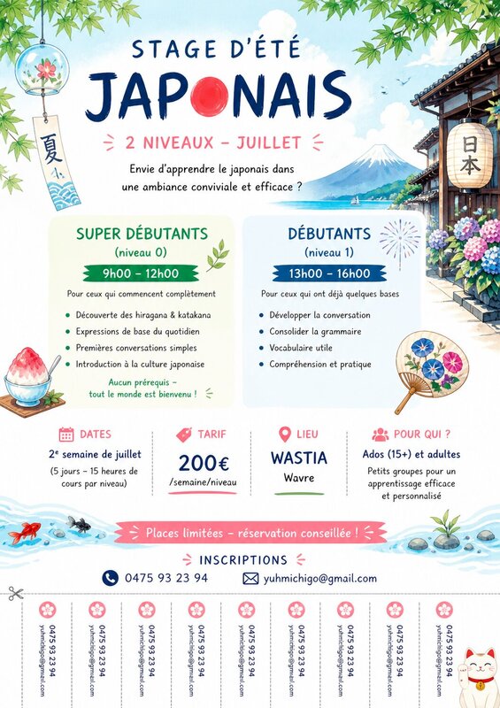 Stages,cours Stage d été Japonais