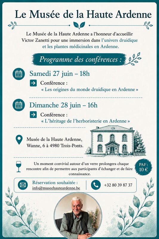 Conférences Le monde Druidique ses origines  plantes médicinale haute Ardenne