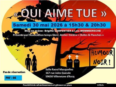 Spectacles Théâtre  Qui aime tue 