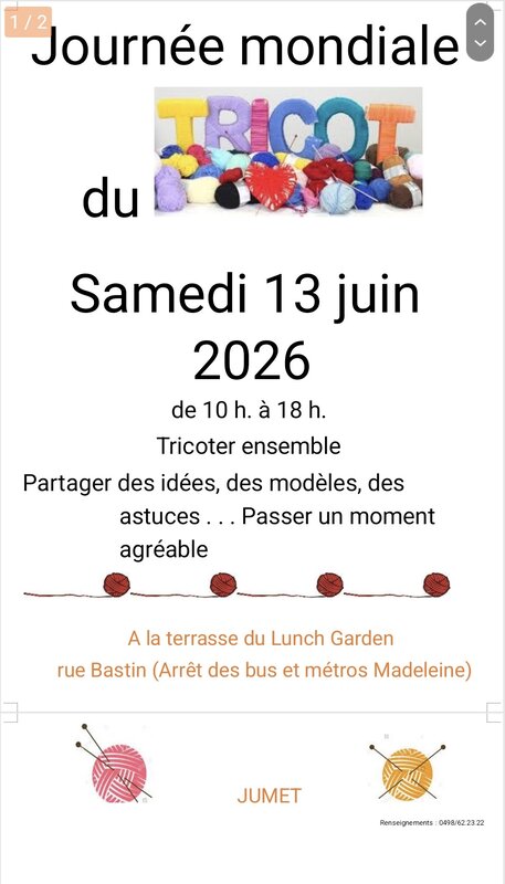 Loisirs Journée mondiale tricot