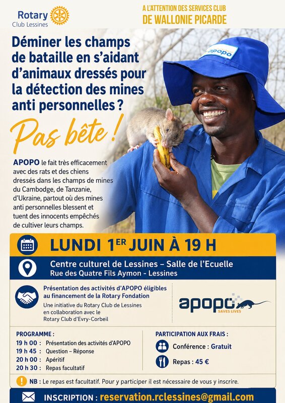 Conférences Présentation l ASBL  Apopo 