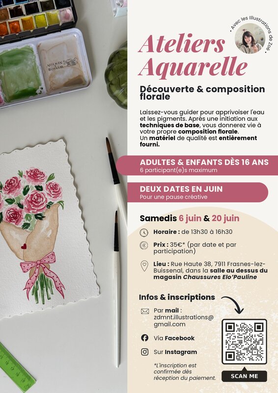 Stages,cours Ateliers Aquarelle Découverte & composition florale