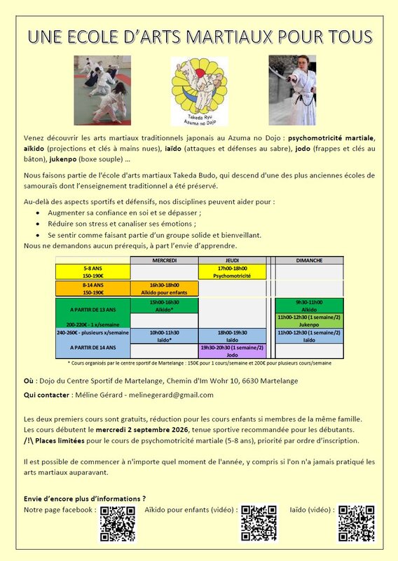 Stages,cours Psychomotricité martiale Aïkido pour enfants Azuma Dojo