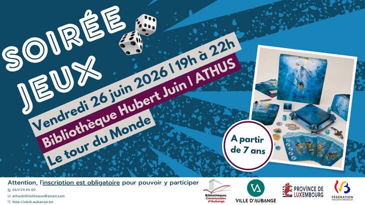Loisirs Soirée jeux la bibliothèque d Athus | tour Monde