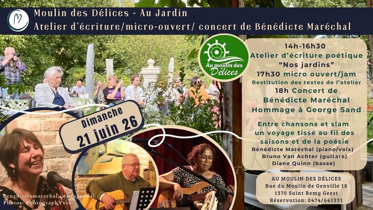 Stages,cours Atelier d écriture (Jardin) concert Hommage George Sand