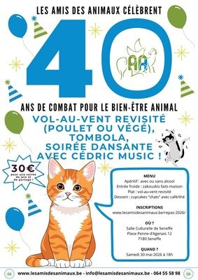 Soirées 40 ! Repas festif Amis Animaux