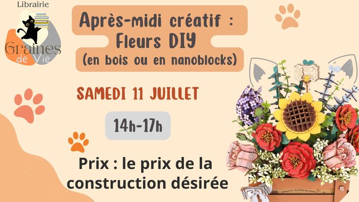 Stages,cours Après-midi créatif : fleurs (en bois en nanoblock)