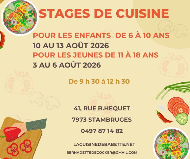 Stages,cours Stage cuisine pour jeunes