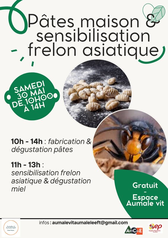 Loisirs Les samedis Aumale // Pâtes maison, msemmen & sensibilisation frelons