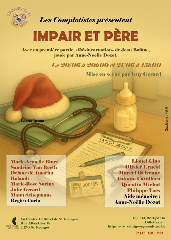 Spectacles Théâtre comédie :  Impair Père  la troupe  Les Complotistes 
