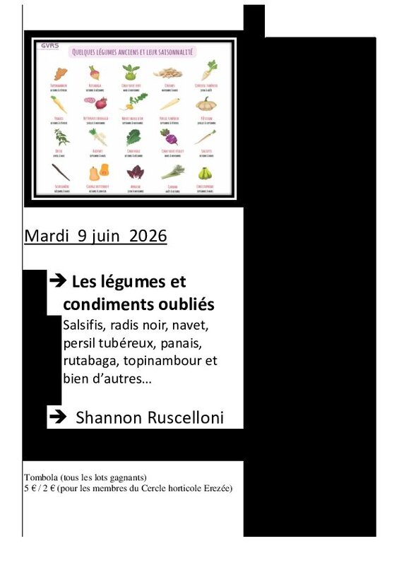 Conférences Cercle horticole Erezee - conférence