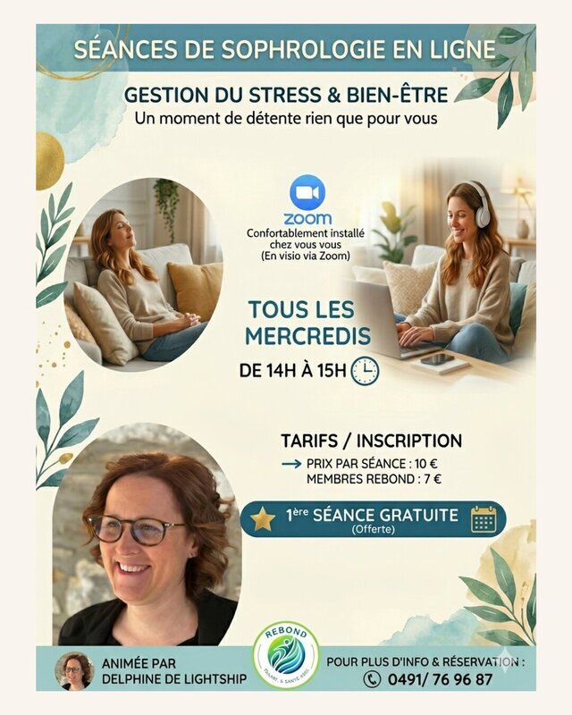 Stages,cours Séance sophrologie Séance sophro gestion stress Visio