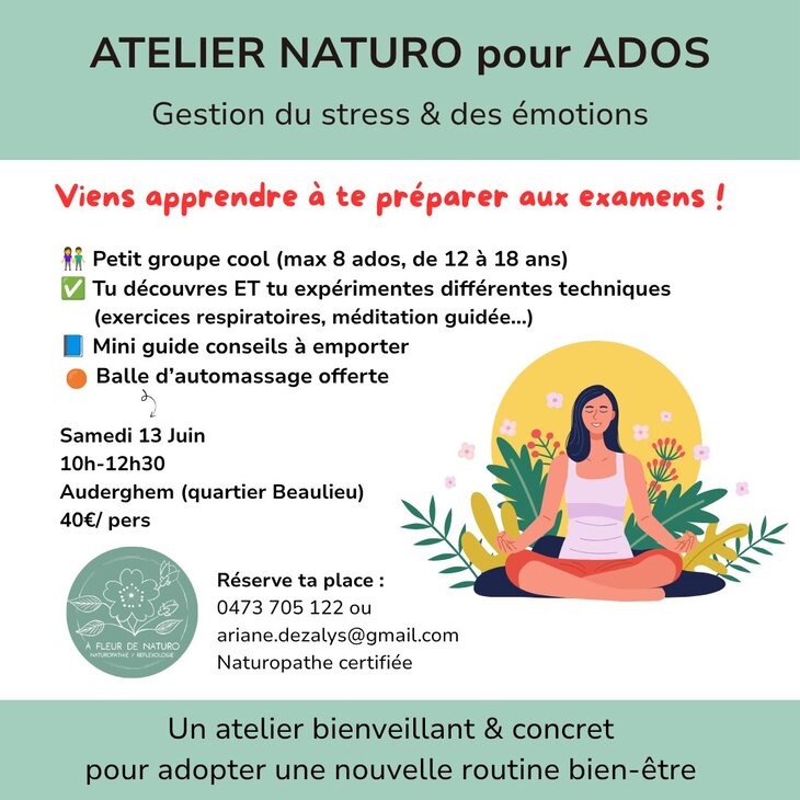 Stages,cours Atelier Naturo Ados - Gestion stress & émotions
