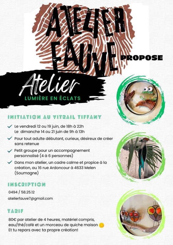 Stages,cours Initiation vitrail Tiffany