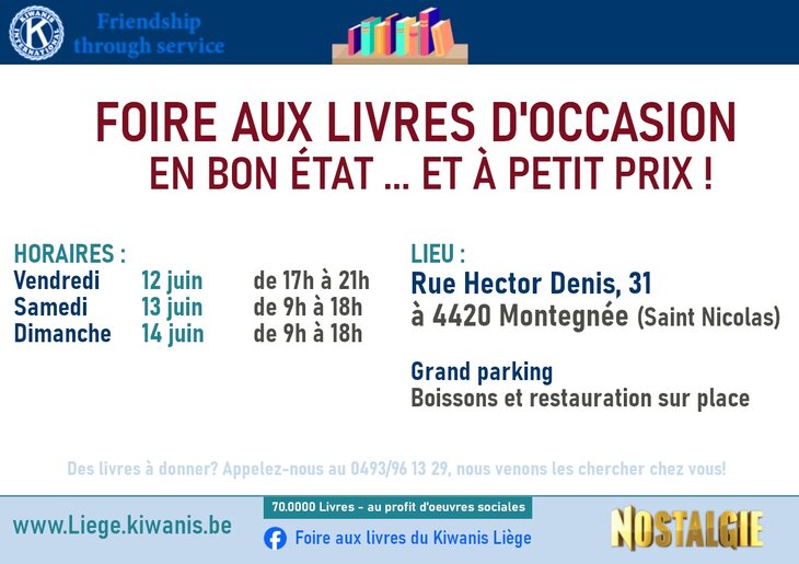 Loisirs 55 ème Foire Livres Kiwanis Liège