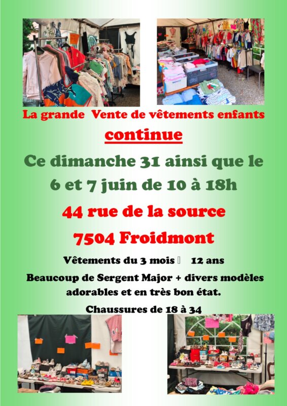  Grande vente vêtements enfants sergent major divers
