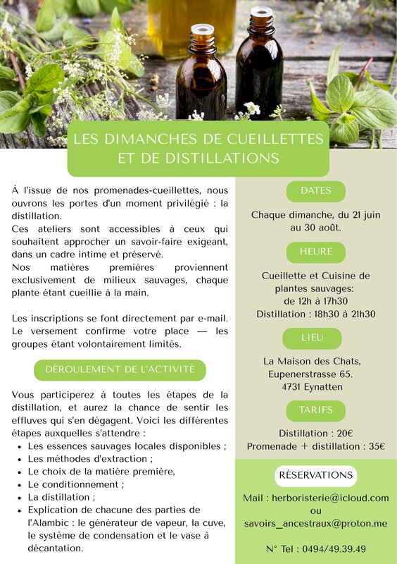 Stages,cours Balade Cueillette Distillation