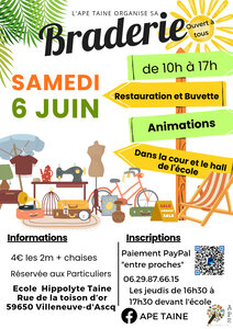Loisirs L APE Taine organise braderie