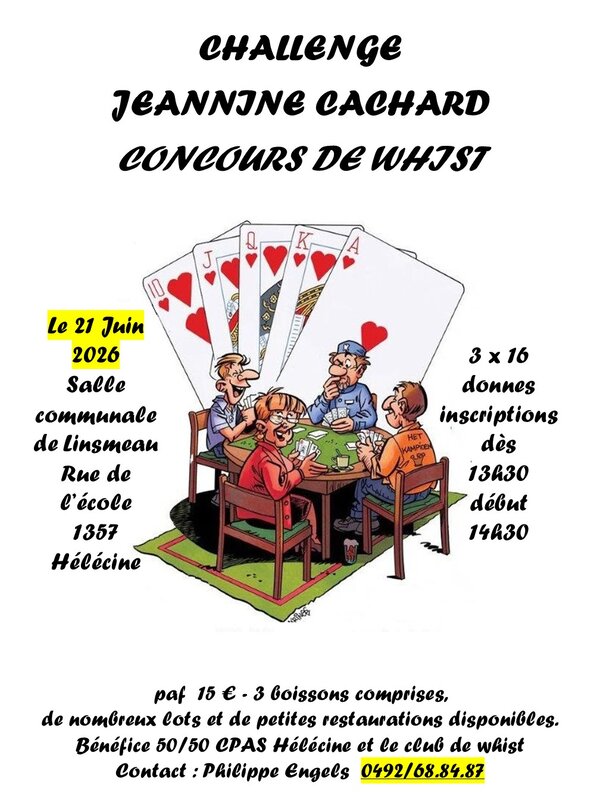 Loisirs Tournoi Whist la couleur - Challenge Jeannine Cachard