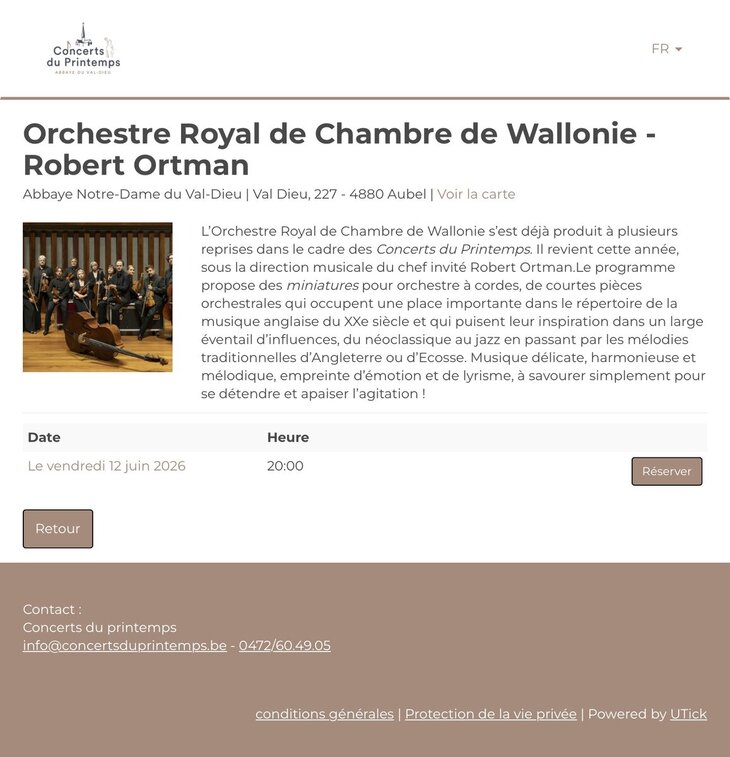 Concerts Orchestre Royal Chambre Wallonie - Robert Ortman