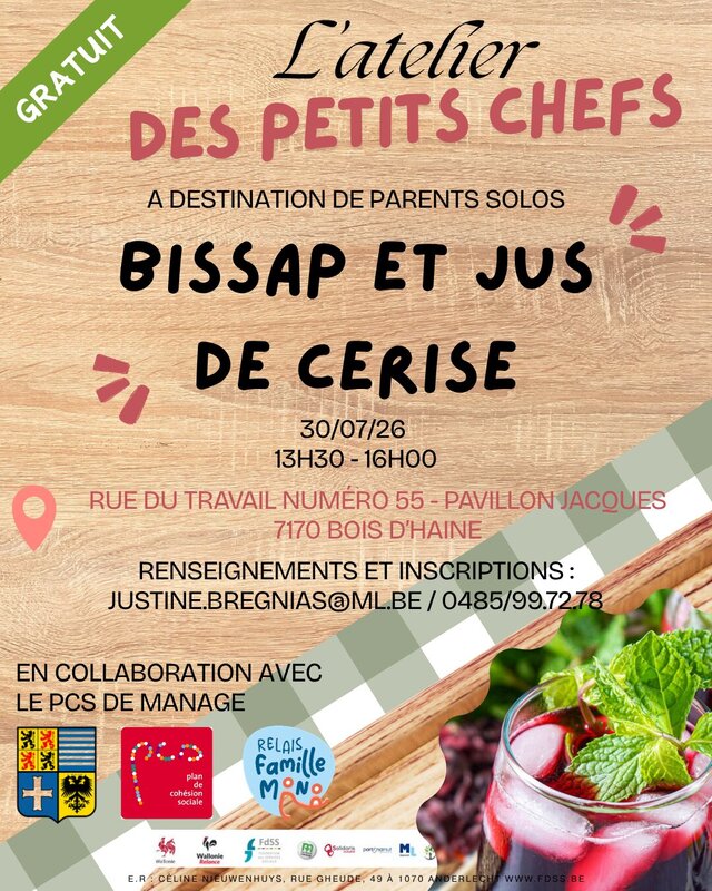Stages,cours Ateliers p tits chefs : Bissap jus cerises
