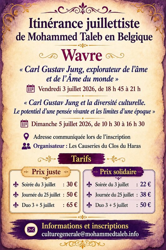 Conférences Carl Gustav Jung, explorateur l’âme de l’Âme monde, Mohammed Taleb