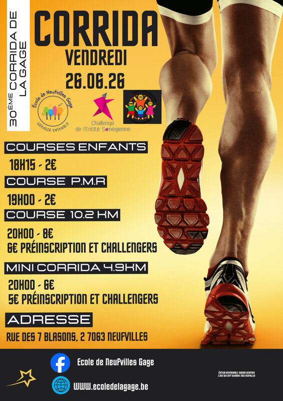 Loisirs Corrida la Gage Manche challenge l entité Soignies