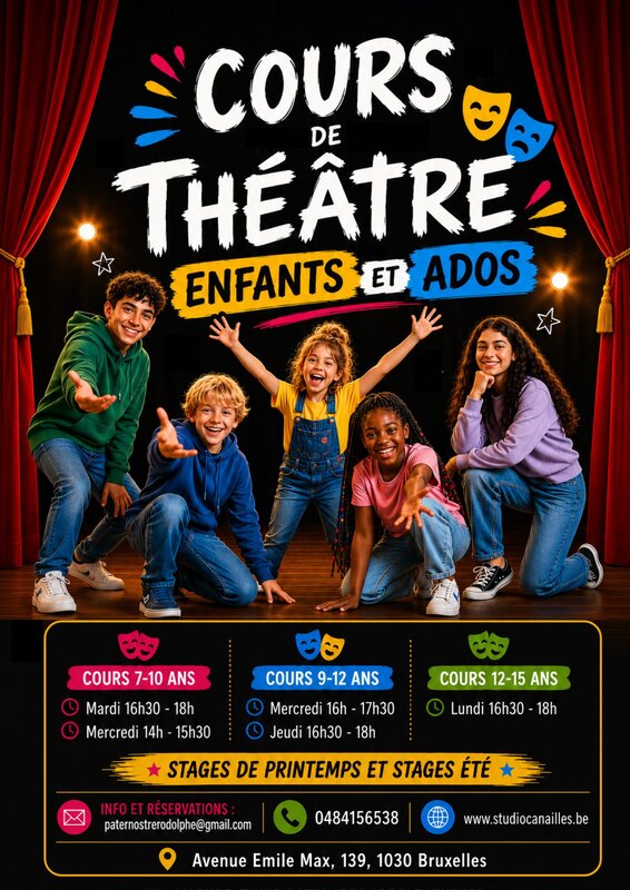 Stages,cours Cours théâtre pour enfants les ados ( Schaerbeek)