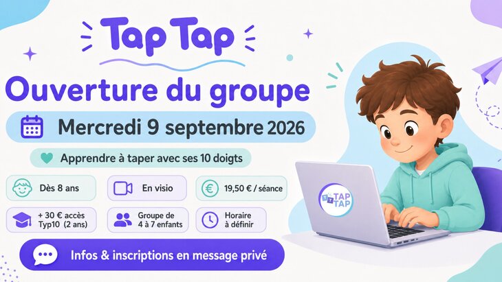 Stages,cours ✨ Ouverture d’un groupe Tap Apprendre frappe clavier enfants ✨