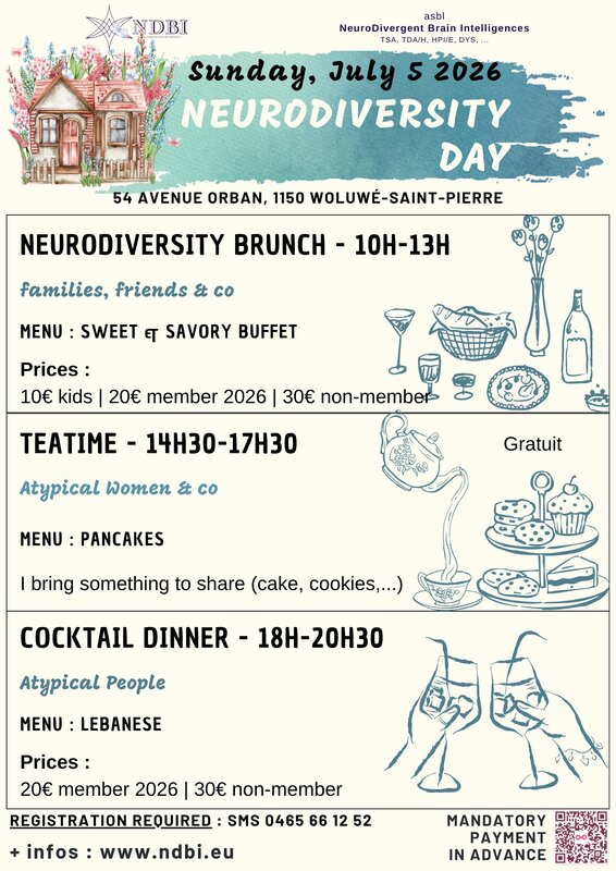 Loisirs Neurodiversity : brunch, teatime, cocktail dinner