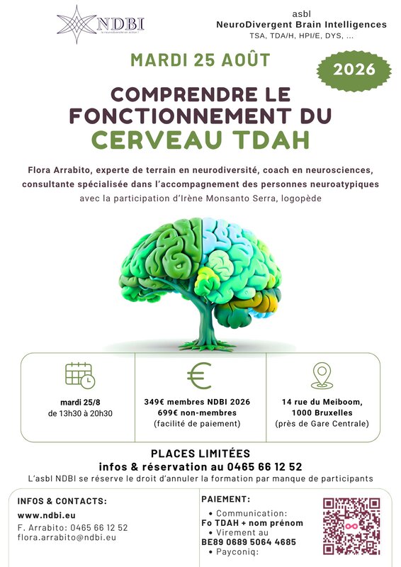 Stages,cours Comprendre fonctionnement cerveau Tdah - Formation-atelier
