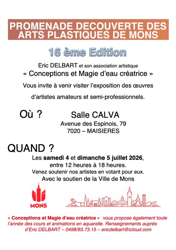 Expositions 16ème Promenade découverte arts plastiques Mons