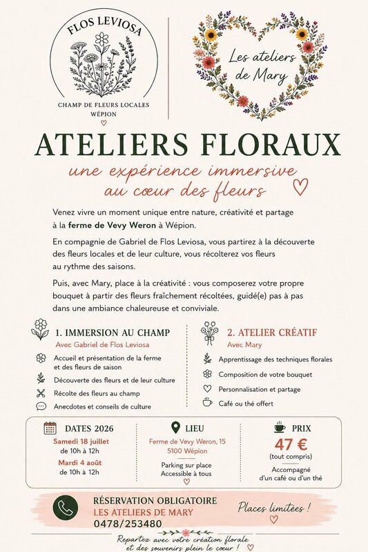Stages,cours Atelier Floral, expérience immersive coeur fleurs
