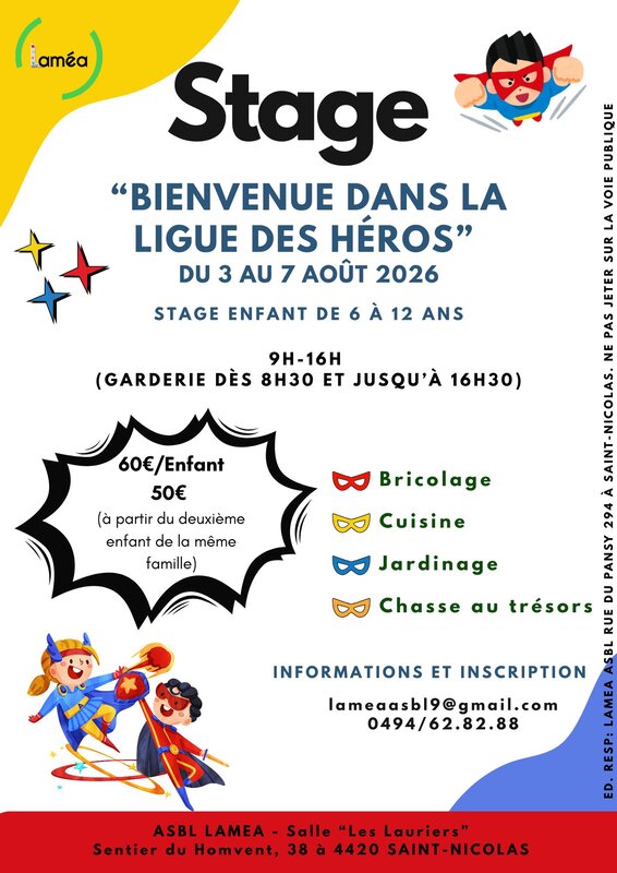 Stages,cours Stage : Bienvenue dans ligue héros