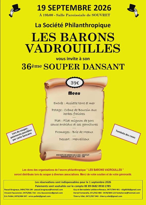 Soirées 36e Souper dansant Barons Vadrouilles