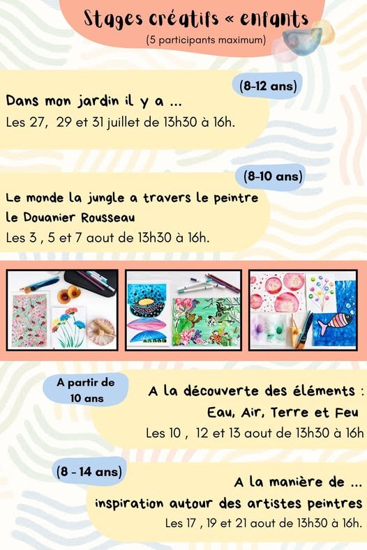 Stages,cours Ateliers créatifs pour enfants Spécial vacances d été