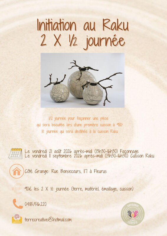 Stages,cours Stage Poterie, cuisson Raku