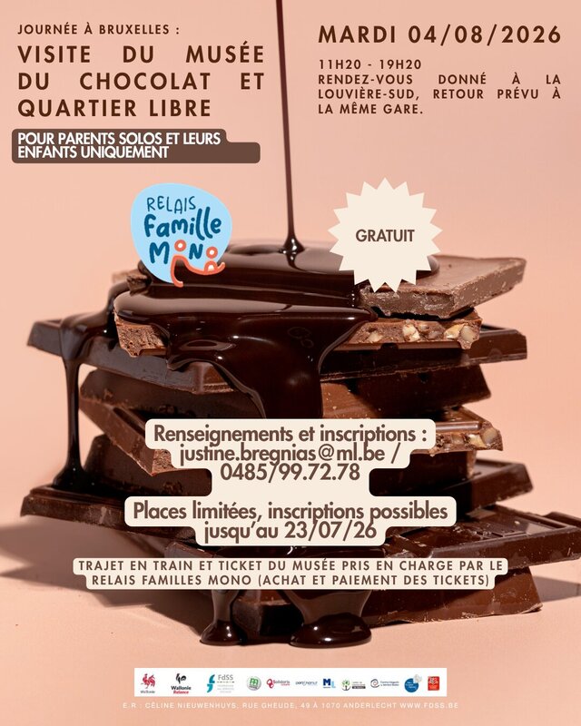 Stages,cours Relais Familles Louvière - Journée Bruxelles : Musée chocolat & quartier