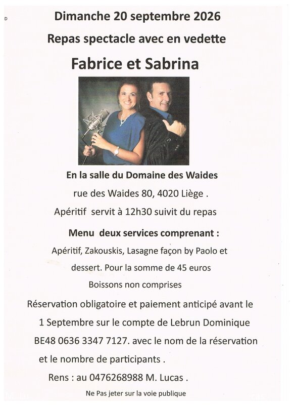 Concerts Repas spectacle avec Fabrice Sabrina