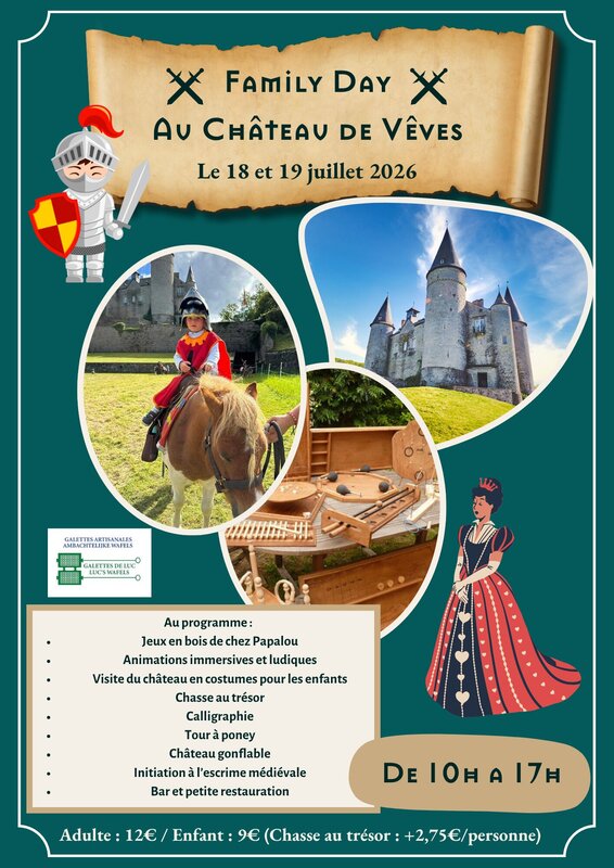 Loisirs Family au Château Vêves Spectacles animations familiale