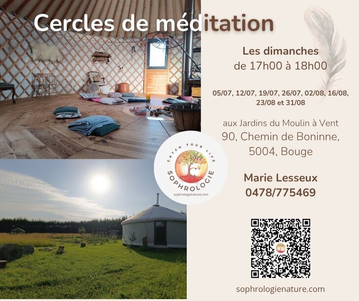 Stages,cours Cercle méditation chez Cath your Life Sophrologie Namur