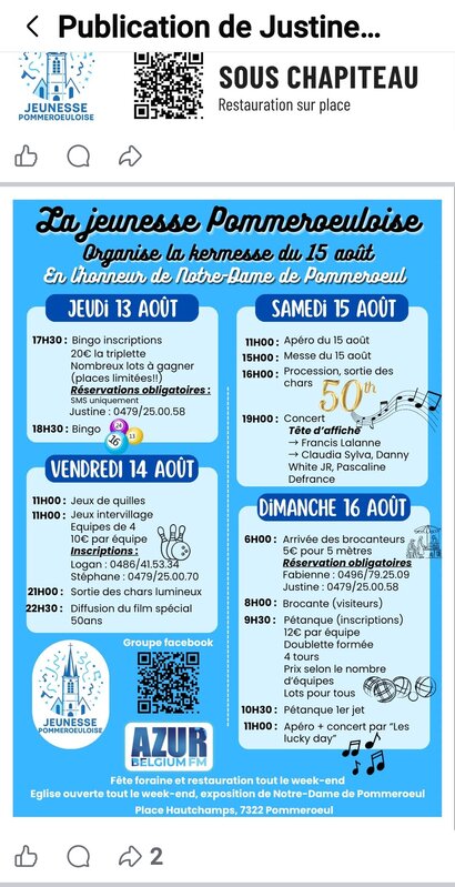 Loisirs Ducasse 15aout jeunesse pommeroeuloise