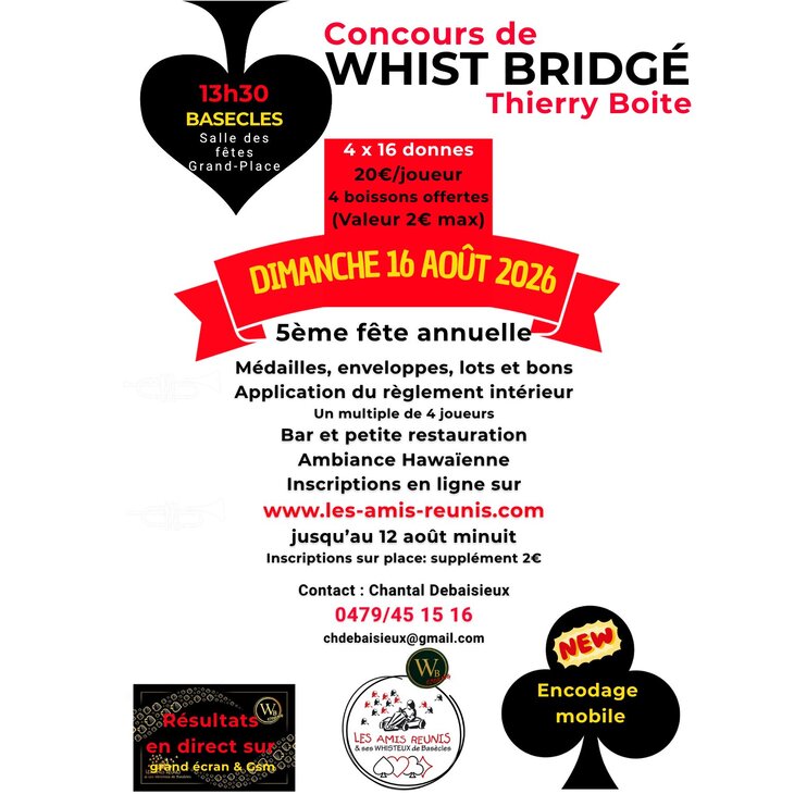 Loisirs 5ème fête annuelle - Hawaï - concours Whist Bridgé Thierry Boite