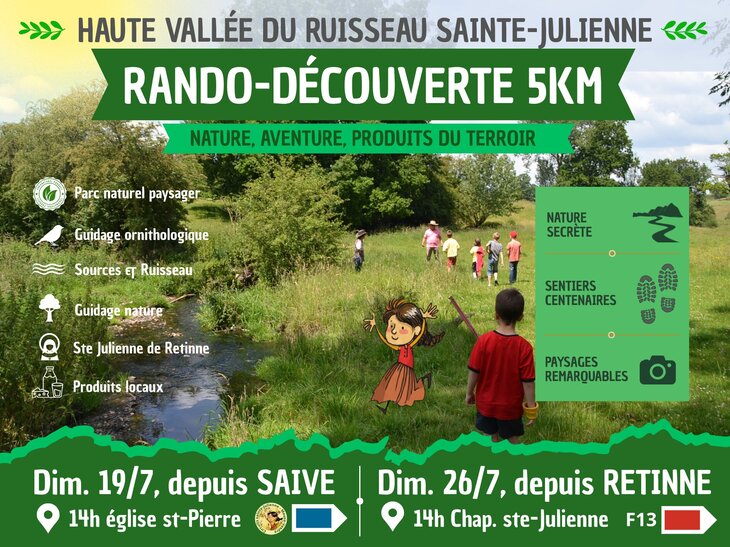 Loisirs Rando-découverte la Haute Vallée ruisseau Ste-Julienne partir Saive