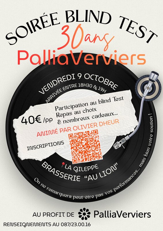 Soirées Soirée Blind Test -PalliaVerviers fête 30 ans