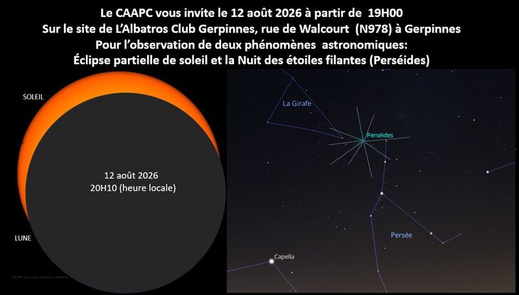 Conférences Eclipse partielle soleil Nuit étoiles filantes